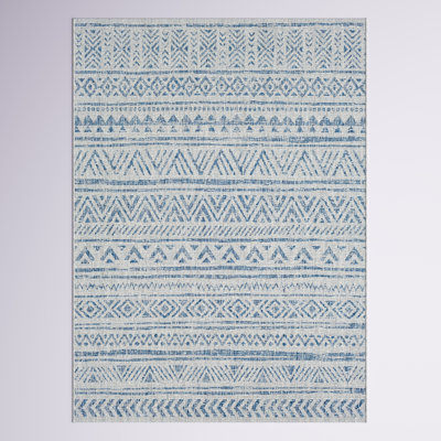 Tomas Chevron Rug Dark Blue/Grey Indoor/Outdoor Area Rug