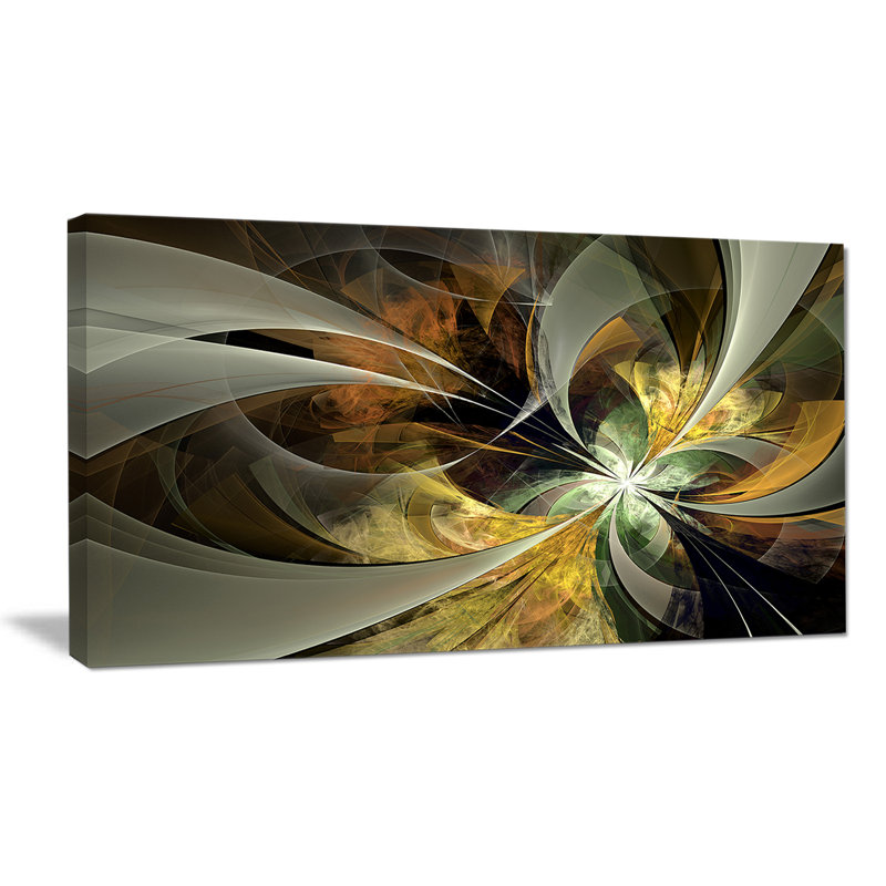 «Symmetric Gold Fractal Flower», impression, H 12 po x l 20 po, Toile tendue, Sans cadre