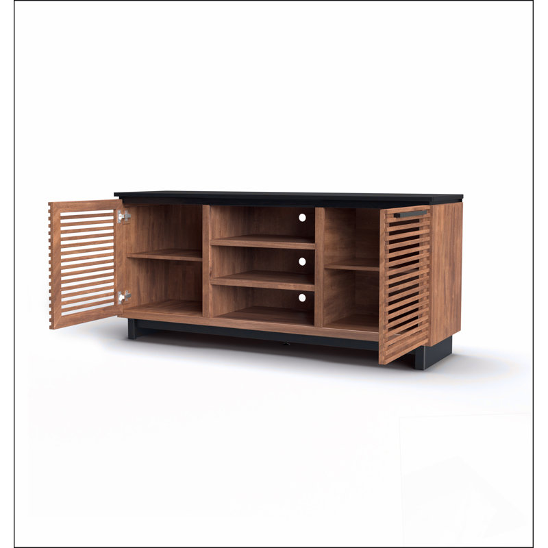 Meuble télé 63 po pour téléviseur de 70 po ou moins, sans assemblage requis, avec finition bourbon