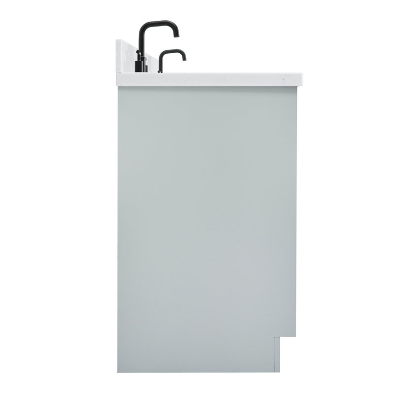 ARIEL Kelly 73 Double Sink Bathroom Vanity with Pure Quartz Top, Gray, Rectangular, Carrara White Quartz