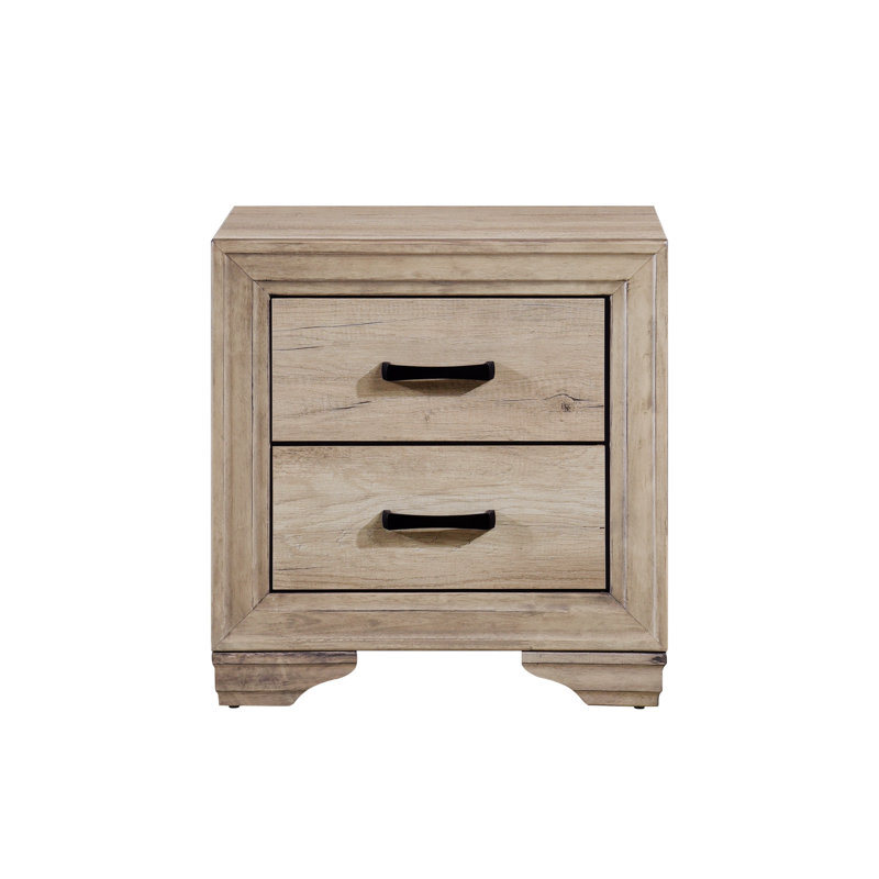 Table de chevet pour chambre à coucher avec tiroirs - Stratifié finition naturelle contre les rayures et les dommages