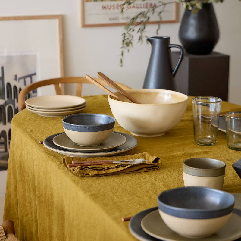 Arenito Handmade Eco Gres Amarela Salad/Dessert Plate, Aqua