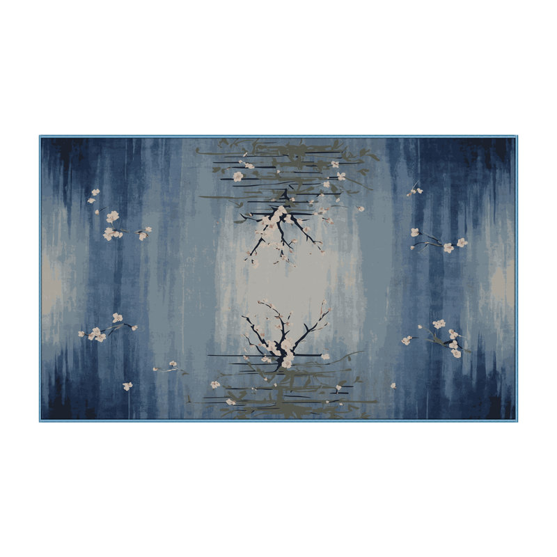 Tapis bleu lavable à la machine, Rectangle 4 pi x 6 pi