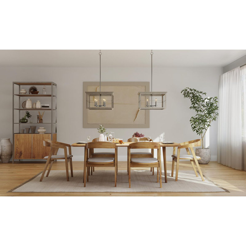 Andreoni 4 - Light Dimmable Lantern Square / Rectangle Chandelier, Brushed Nickel