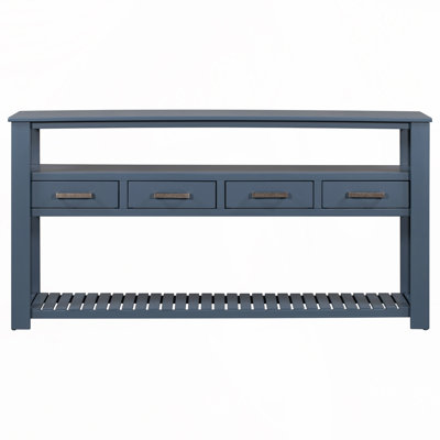 Console Table With 4 Drawers And 2 Shelves