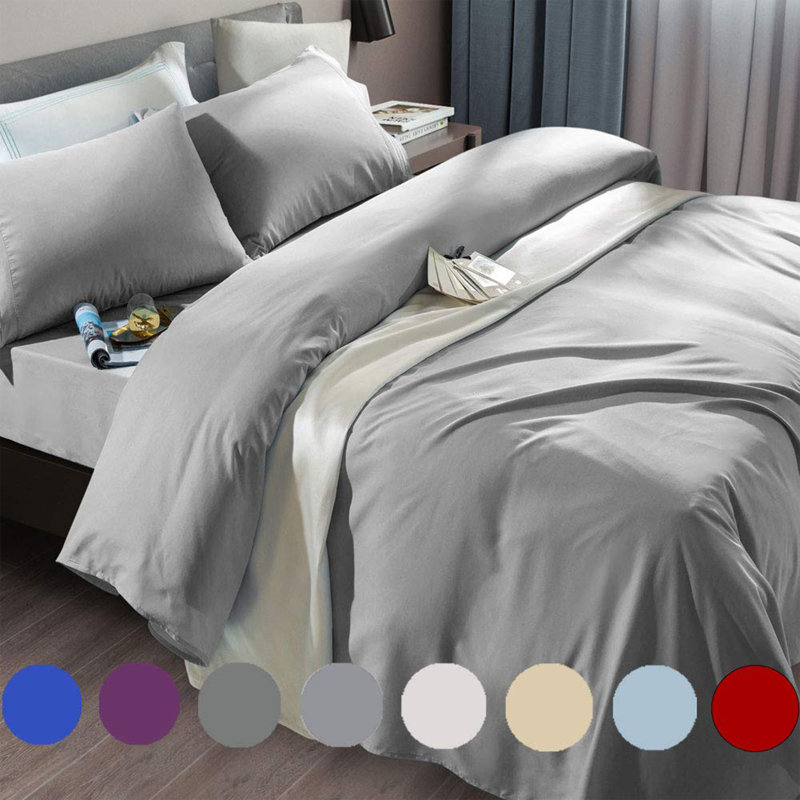 Microfiber 6 Pieces Bed Sheet Sets, King Sheet Set with 3 Additional Pieces, Gray
