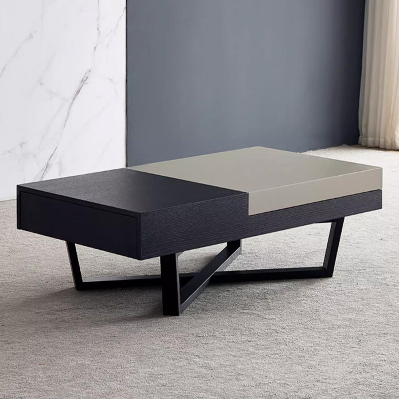 Table basse italienne minimaliste, H 15,75 po x L 51,18 po x l 27,56 po, Noir