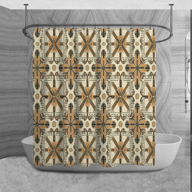 Medieval Shower Curtain Style Bath Mat Gold Bathroom Decor, H 73 po x l 70 po