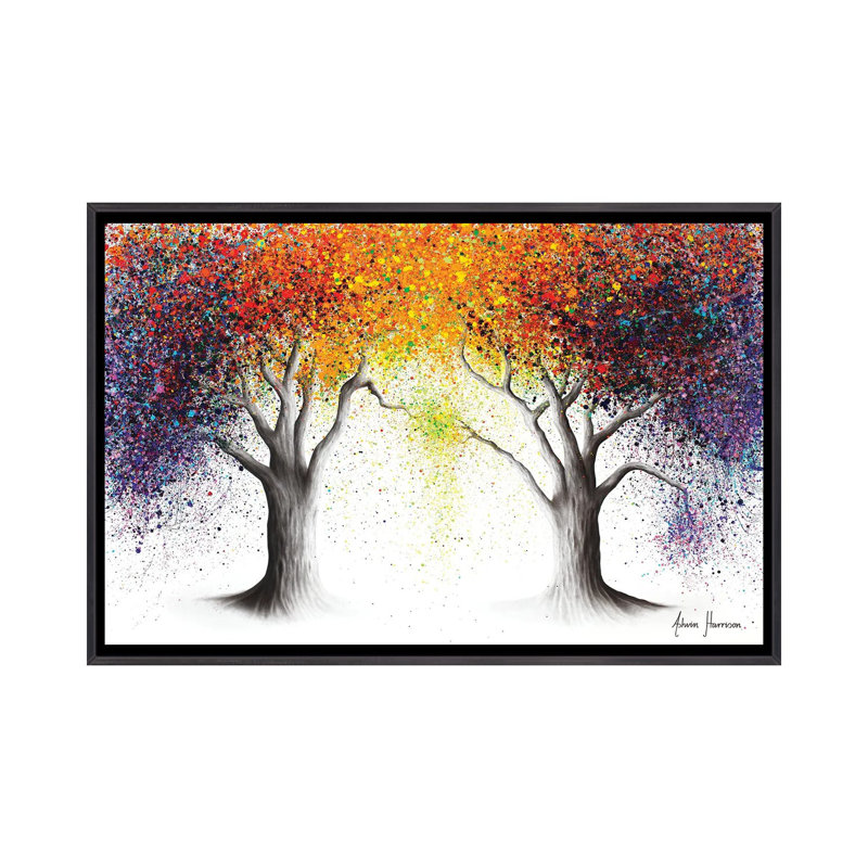«Paralleled Prism Trees» par Ashvin Harrison - impression d'art graphique, Toile avec cadre noir patiné, Aucun mat