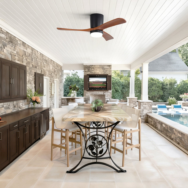 42-Inch Matte White Ceiling Fan With DC Motor, Dimmable LED Light, Timer & Memory For Living Room & Bedroom, Matte Black