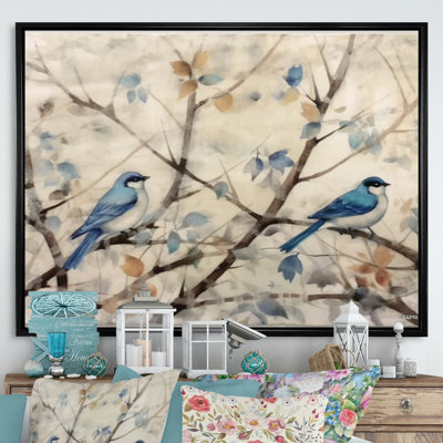Bluebird Serenade, peinture à l'eau rétro I - oiseau, art mural