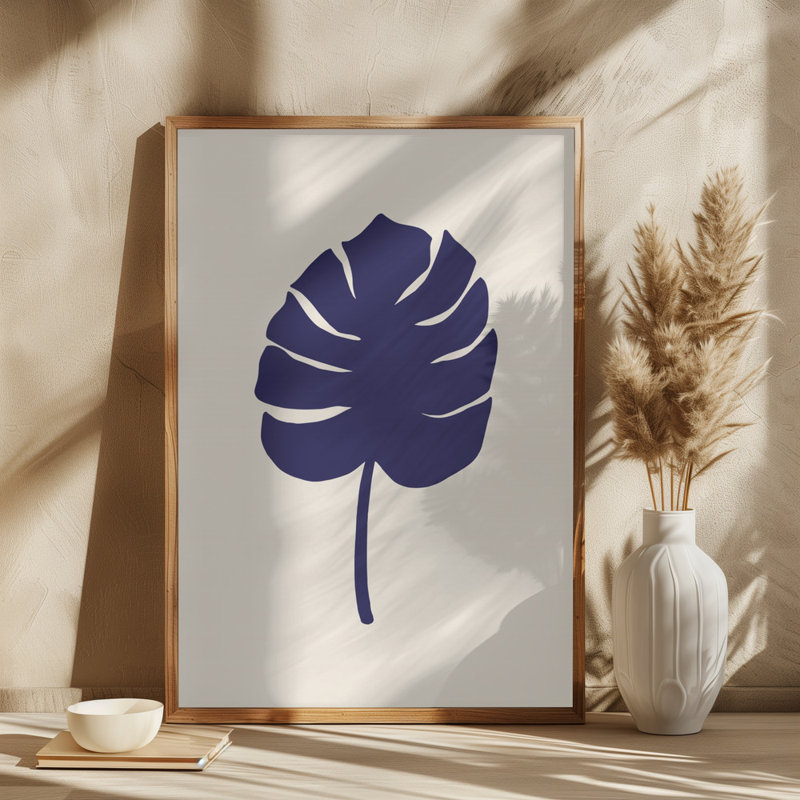 Monstera Canvas Canvas Print, 76.2 cm H x 50.8 cm W, Dark Blue