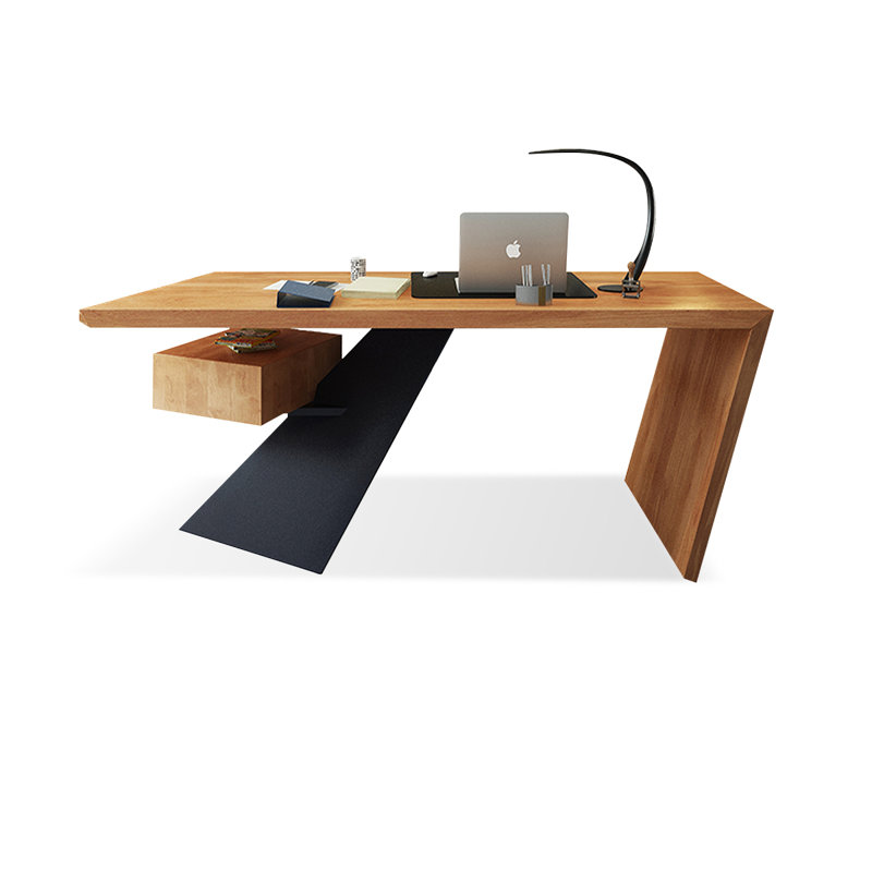 Brown Rectangular Solid Wood desks, 29.53" H x 62.99" W x 27.56" D
