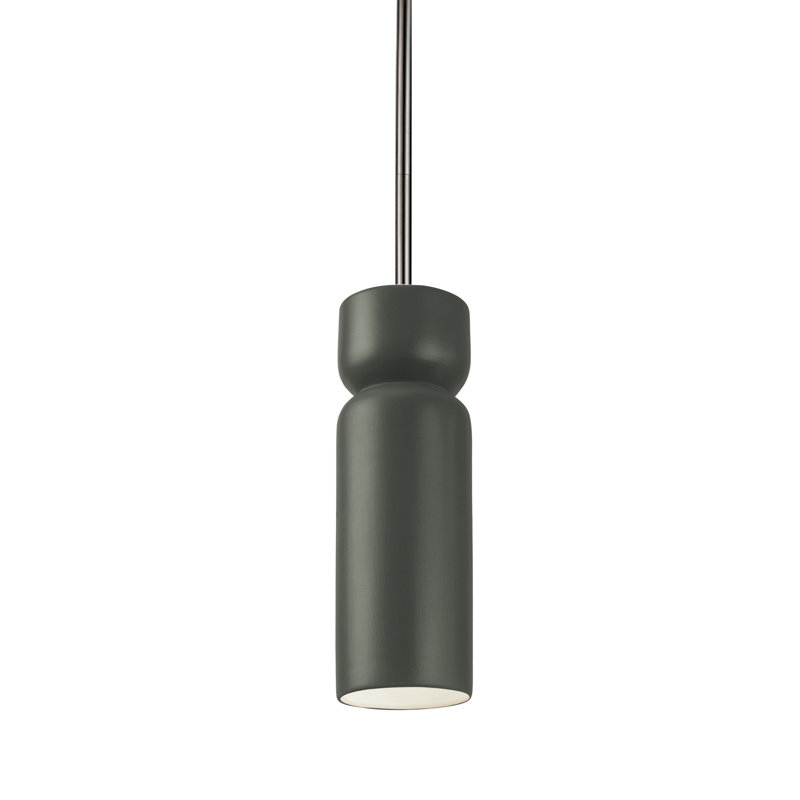 Luminaire suspendu cylindrique à 1 lumière Gokmen, Blanc brillant, Nickel brossé