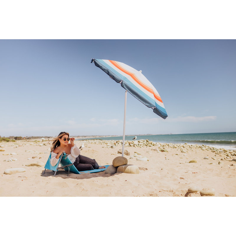 Chaise de plage avec parasol Edwin, Rayures Phoenix