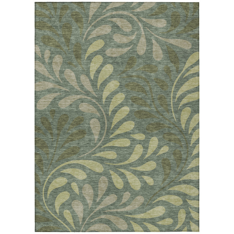 Machine Washable Indoor/Outdoor Lanphear ACN2411 Botanical Rug, Rectangle 5' x 7'6"