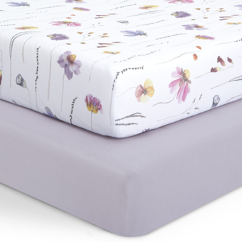 Collection Evolur Be Wild (ensemble de draps 2 pièces), mauve pâle et imprimé de fleurs