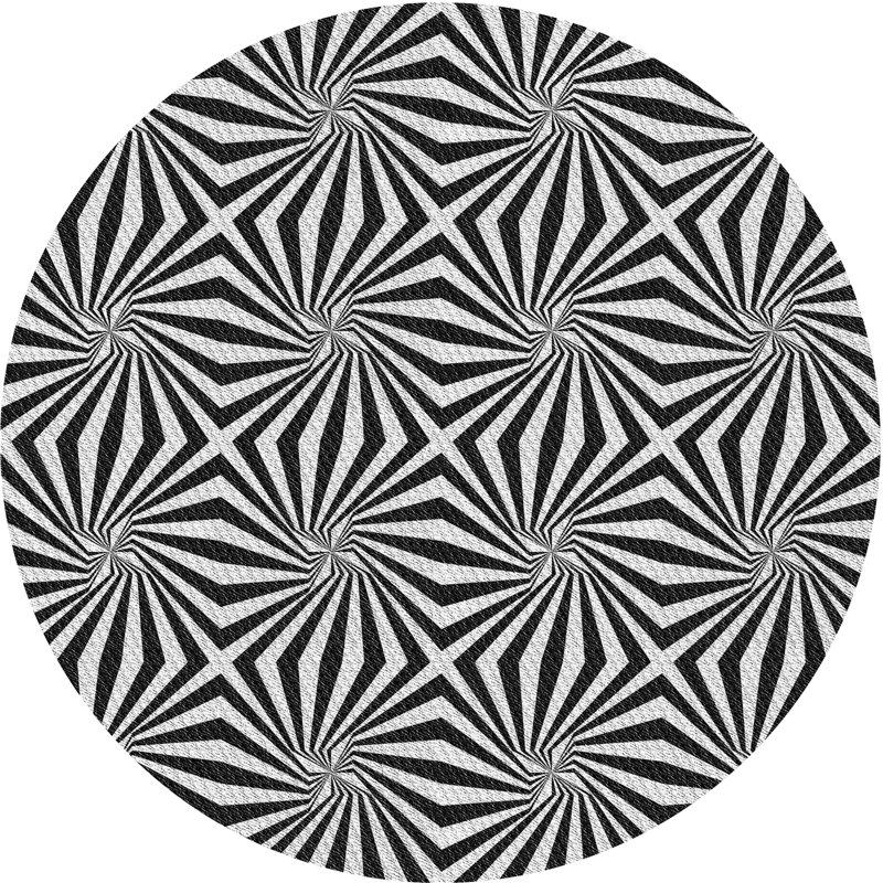 Tapis géométrique noir / blanc, Rond 3 pi