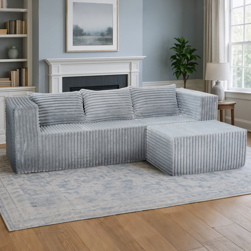 Canapé modulaire avec méridienne Boneless Cloud, Gris