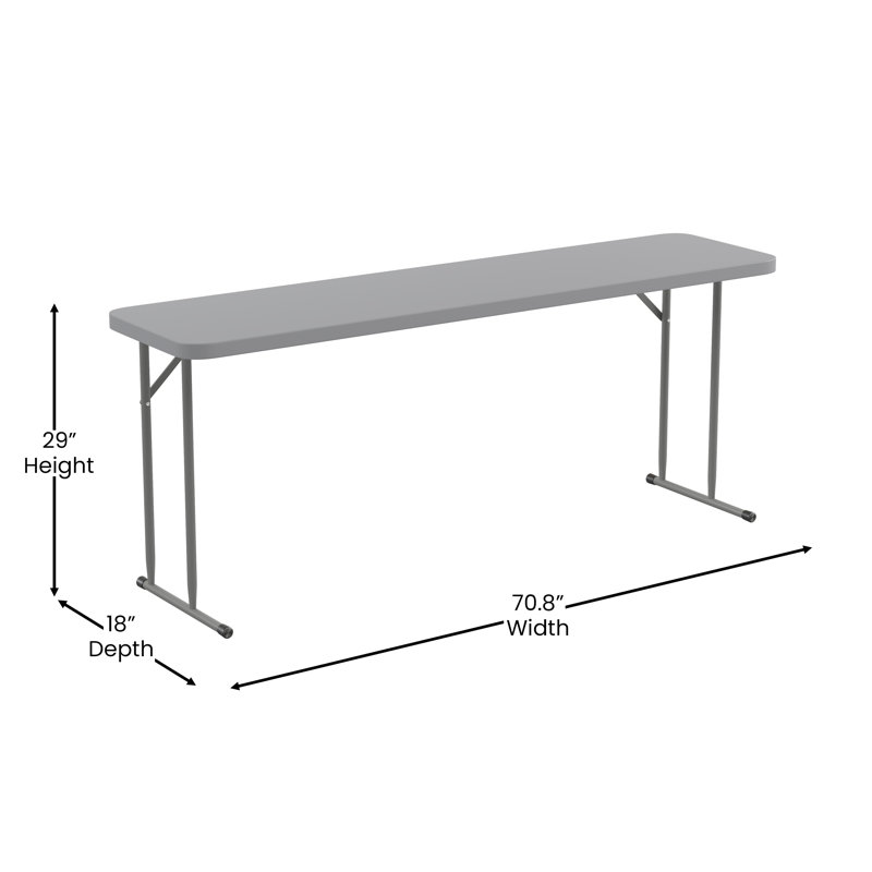 Parker Rectangular Plastic Folding Training and Event Table, Grey, 29" H x 70.8" W x 18" D