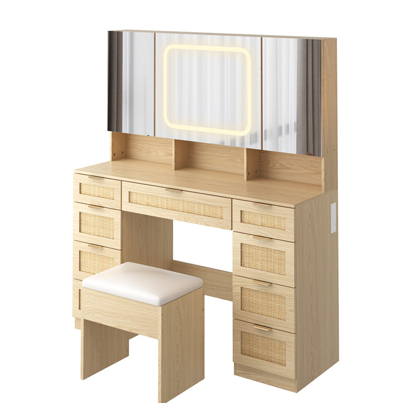 Ensemble de coiffeuse avec 3 miroirs et lumières DEL