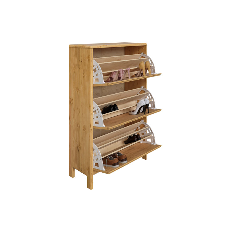 27 Pair Solid Wood Shoe Storage, Oiled