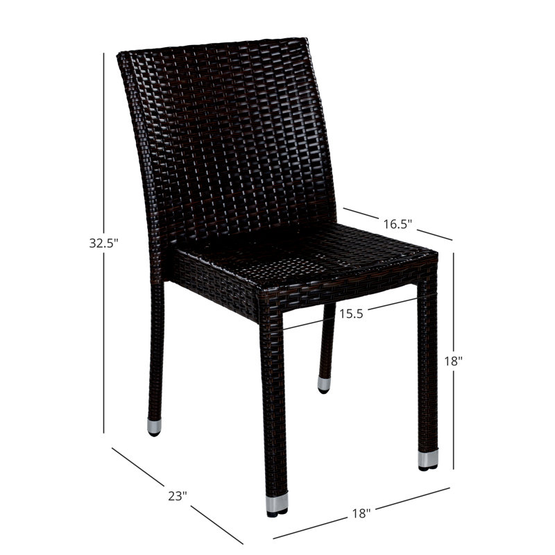 Chaises de salle à manger empilables Bronstein pour patio, Marron foncé