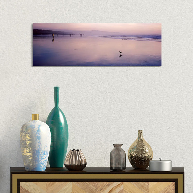 Sandpiper On The Beach, San Francisco, California, USA - Wrapped Canvas Panoramic Print, 30.48 cm H x 91.44 cm W x 1.91 cm D