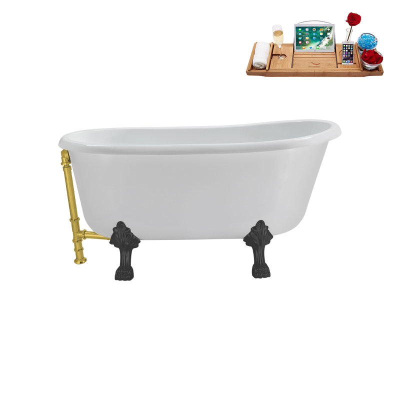 57.5'' x 29.5'' Soaking Acrylic Bathtub, Polished Gold, Brushed GunMetal