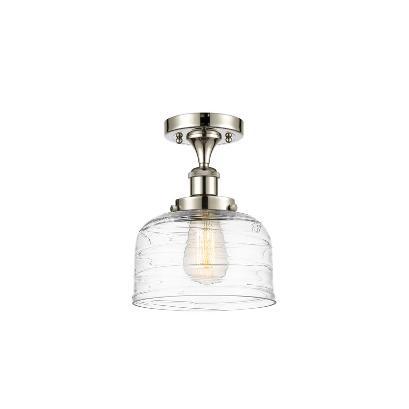 Plafonnier semi-encastré 1 lumière Anjelique, Nickel poli, H 13 po x l 8 po x P 8 po, DEL