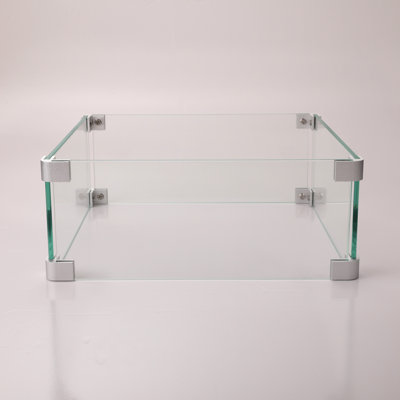 Square Fire Table Transparent Glass Resistance Fortification, 14.65In X 5.6In, 2.5Lb 14.4In Fireplace Windshield, Mass