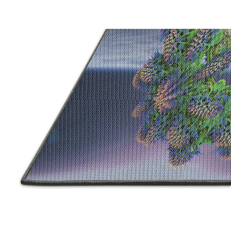 Tapis vert/gris tissé à la machine, Rectangle 6 pi x 9 pi