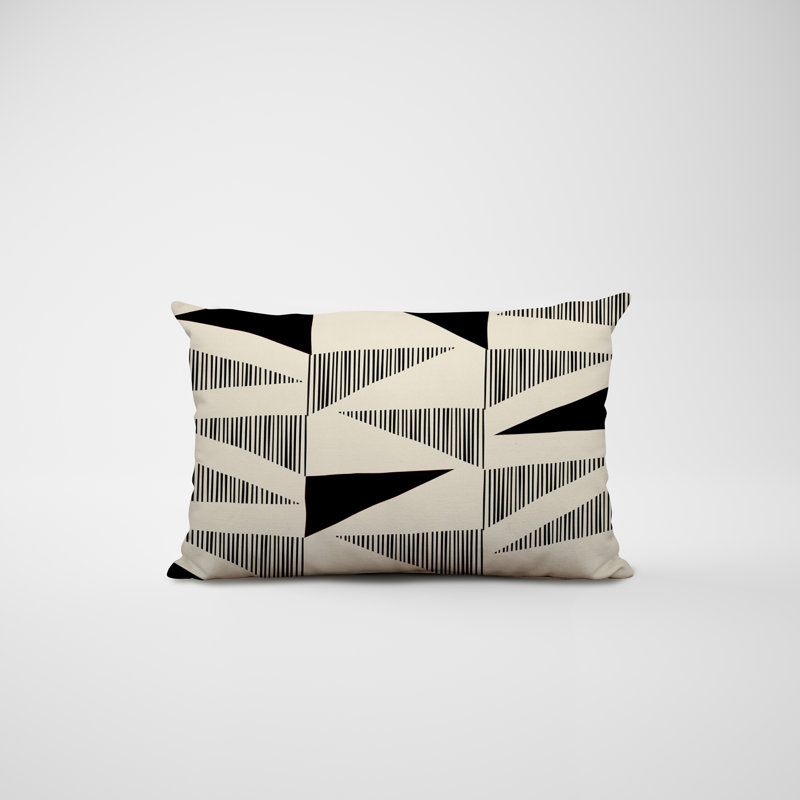 Housse et insert de coussin rectangulaire intérieur / extérieur en polyester / mélange de polyester Chamu, Noir / bleu marine