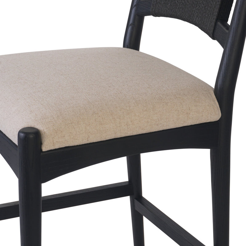 Haddon Stool-Black Rush-Counter, Black