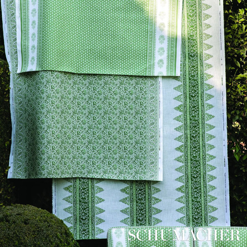 Schumacher x Mark D. Sikes Foxglove Indoor/Outdoor Fabric, Leaf Green