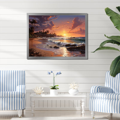 «Beach Sunset Beach III», reproduction sur toile encadrée