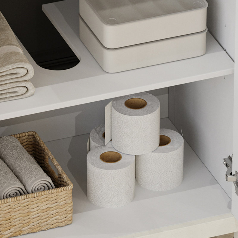 Meuble-lavabo Farmhouse avec lavabo en céramique, Blanc antique
