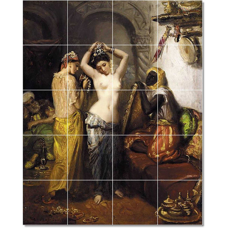 Carreau de céramique décorative 17 po x 21,25 po 4,25 po x 4,25 po, Theodore Chasseriau nue W22225