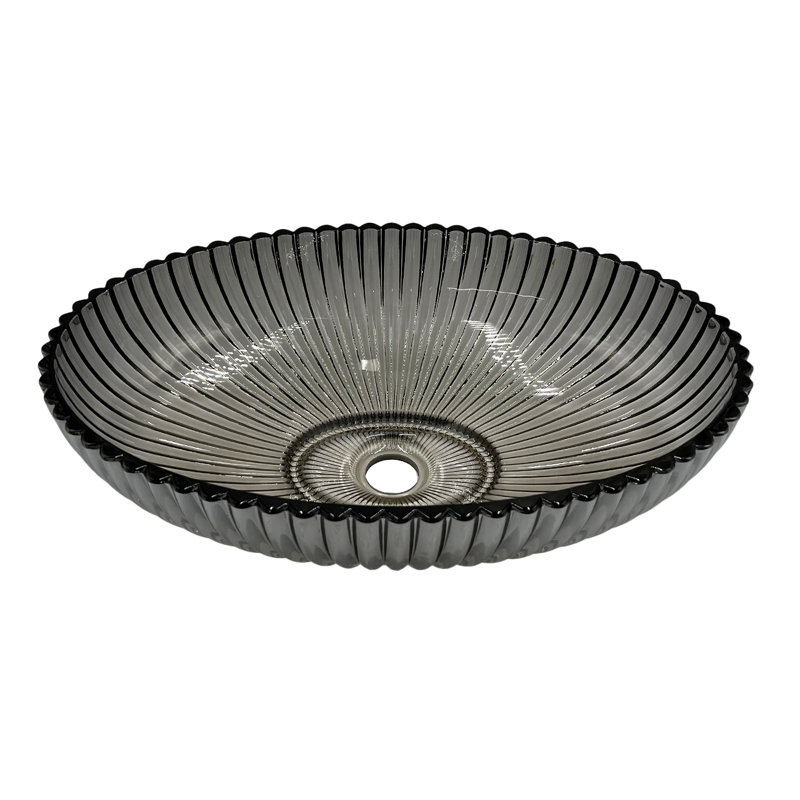 Majestic 21" Glass Oval Vessel Bathroom Sink, Gray
