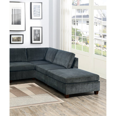 Ensemble de canapé modulaire modulaire en U modulaire 7 pièces avec revêtement en chenille, 2 coins d'angle, 3 fauteuils sans accoudoirs et 2 repose-pieds pour une assise polyvalente