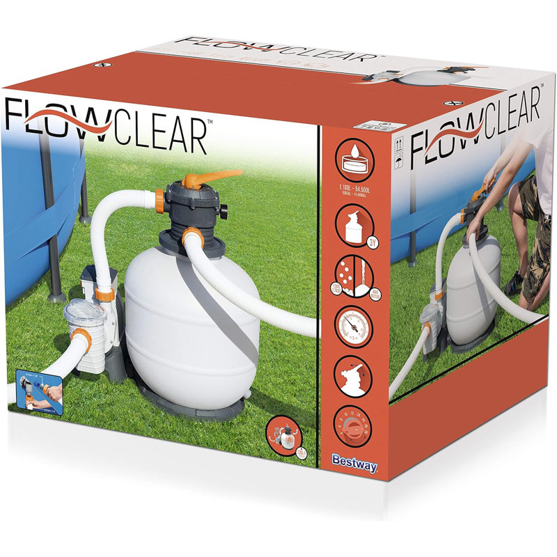 Bestway Flowclear 2000 Gallon Sand Filter Pump with Built-In Timer and Dispenser