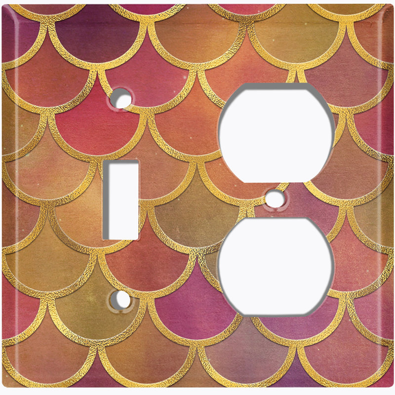 Patterned 2 - Gang Combination Plate Standard Combination Wall Plate, Pink/Orange