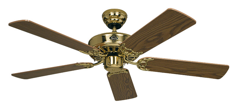 Boutwell 103cm Ceiling Fan, Polished Brass / Antique Oak