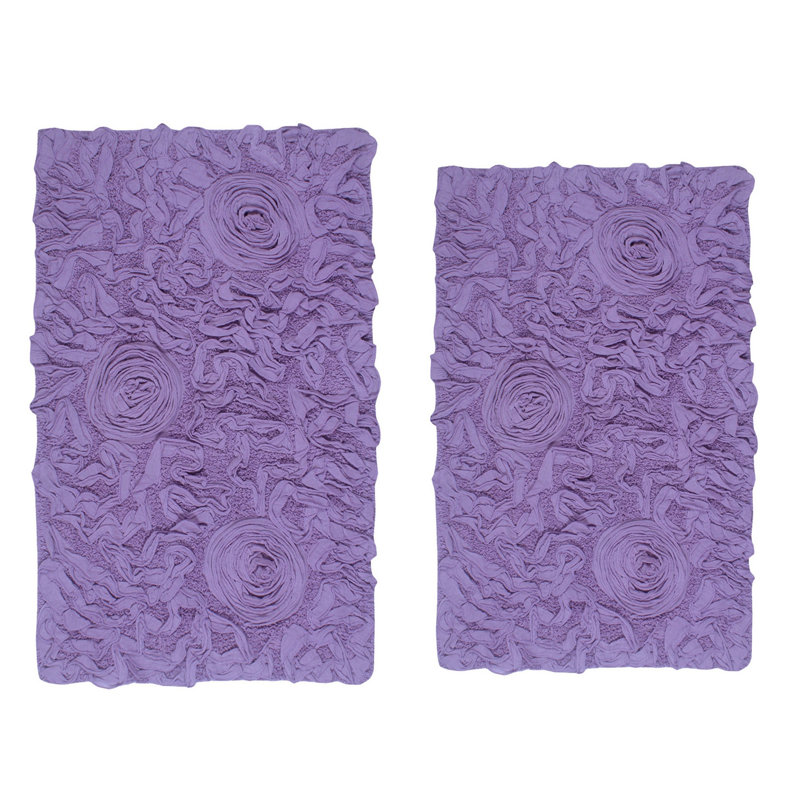 Tapis 100% coton lavable à la machine de la collection Bell Flower (ensemble de 2), L 21 po x L 34 po, l 24 po x L 40 po