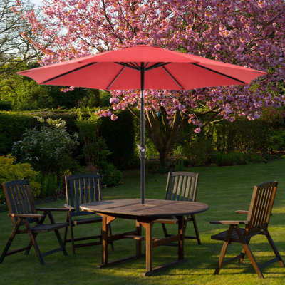 Parasol de patio extérieur de 9 pieds avec bouton inclinable et manivelle, parasol de table de marché / extérieur protégé contre les rayons UV et imperméable