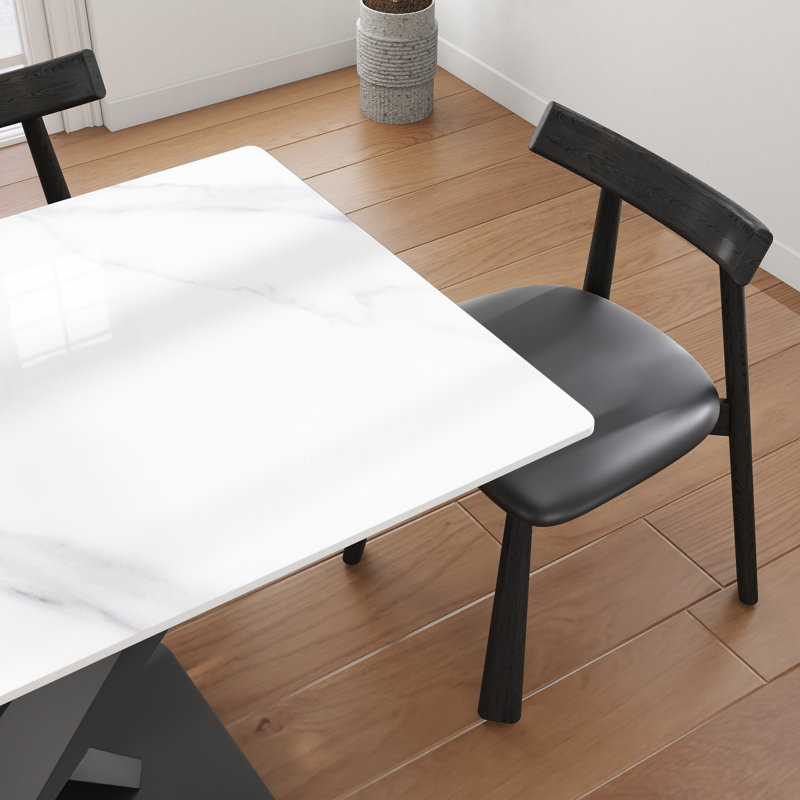 Ensemble de table de salle à manger 5 pièces, Noir, Blanc neige