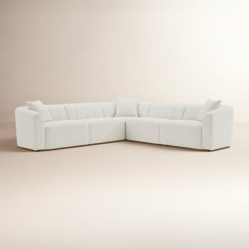 Modular Upholstered Sectional, Merino Pearl Performance Boucle