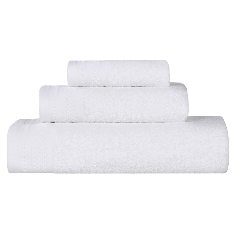 Ensemble de serviettes 3 pièces en coton gaufré Honeycomb, Blanc