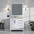 Dark Grey Bath Vanity 36 in. W x 22 in. D, Left Offset Carrara Marble Top, and 34 in. Mirrors-1470552200