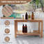 Banc de douche en bois de teck avec tabouret de douche avec tablette de rangement pour adultes-2005835780